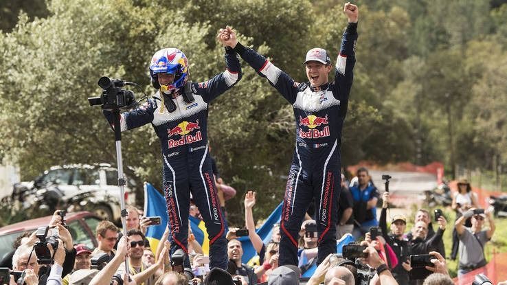 ogier-bucurie Sebastian Ogier a obtinut inca o victorie in WRC 2018