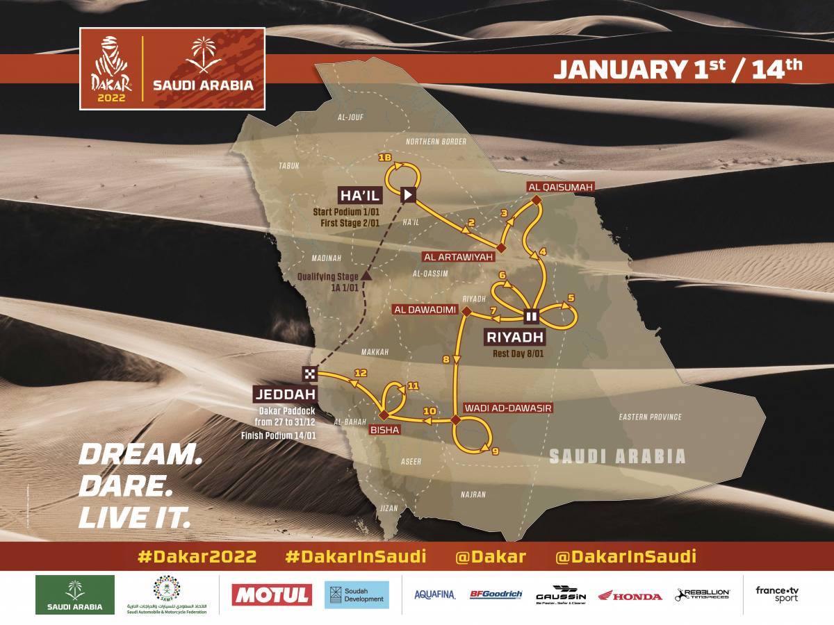 Dakar 2022: Start de an în forță, cu Mani Gyenes, două echipaje auto și un copilot/mecanic de asistență Dakar-2022-traseu